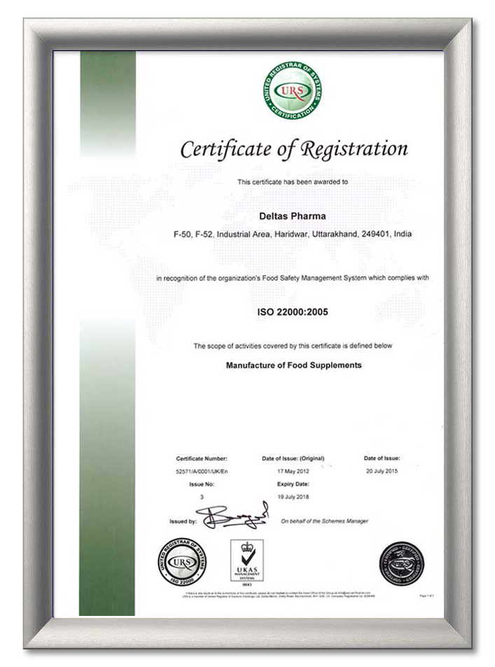 Certificates - DeltasPharma India Pvt Ltd